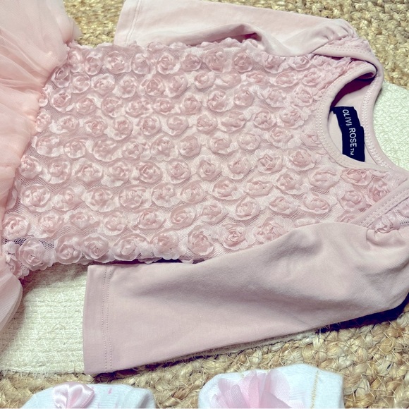 Olivia Rose - Rosette Tutu Dress Size 3/6 months (w/ 2 pairs sockettes) - Picture 6 of 7